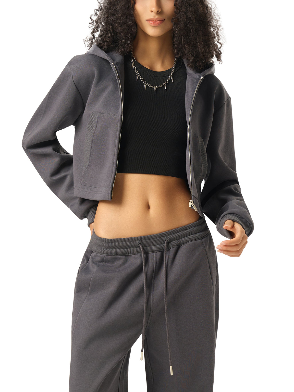 Montenegra Essential Cropped Zip-Up Hoodie-4
