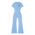 The Lady in Blue Tight Flared Leg Quarter-Zip Jumpsuit-0