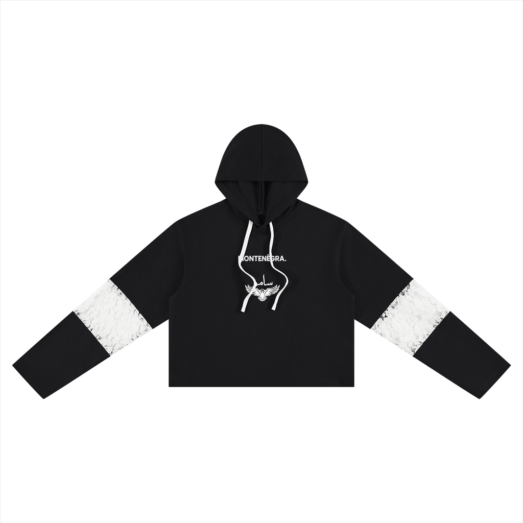 Descent Lace Cropped Hoodie-0
