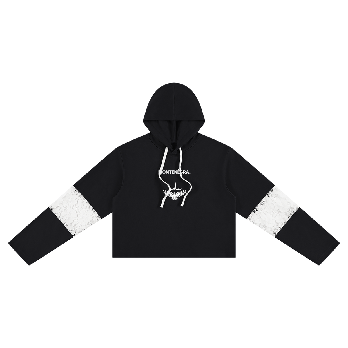 Descent Lace Cropped Hoodie-0