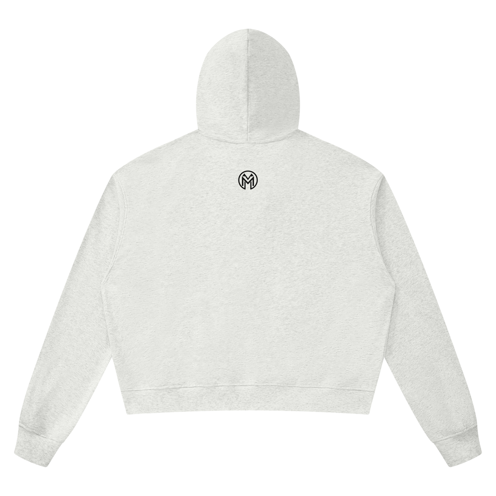 Raw Edge Cropped Hoodie, White-1