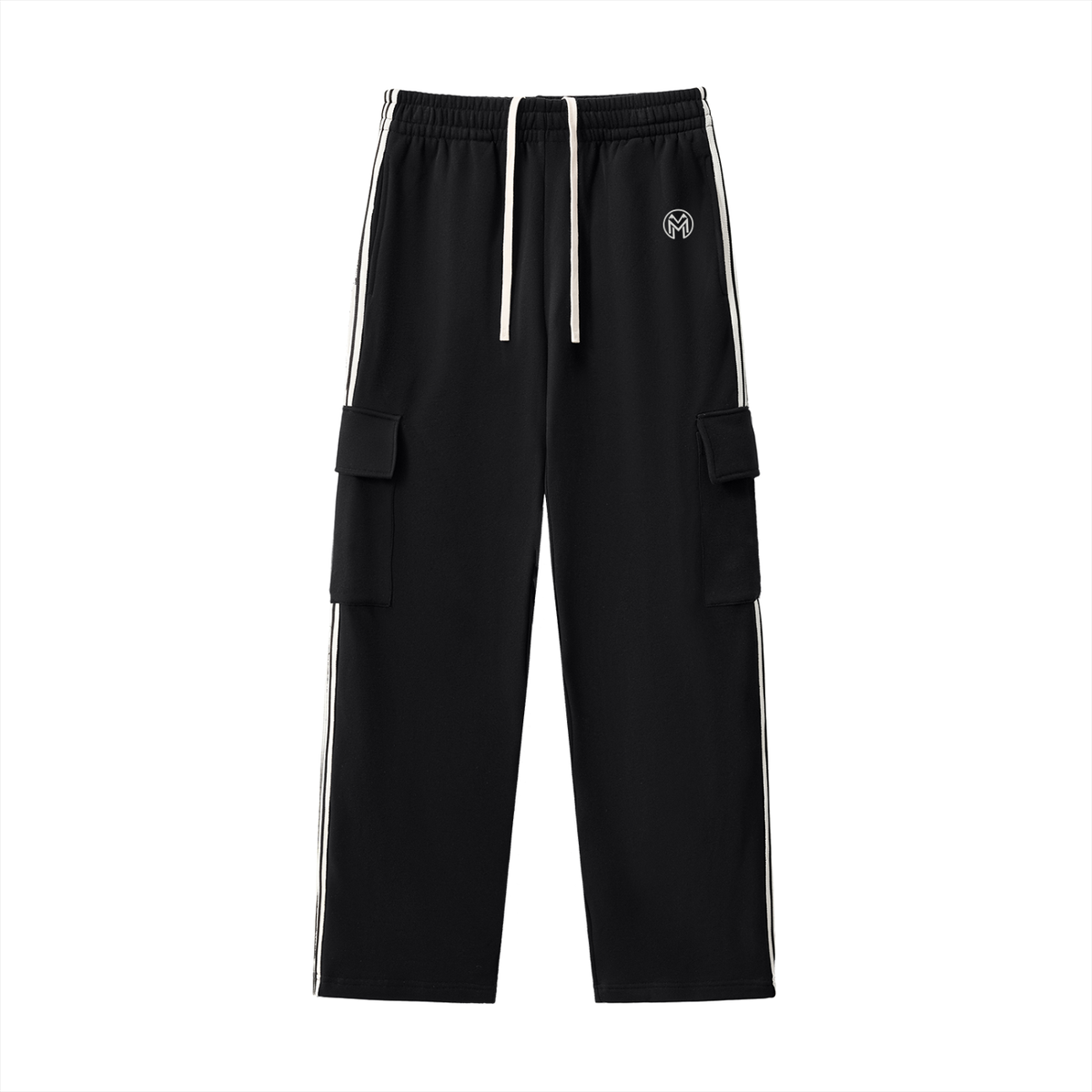 Montenégra Side Stripe Straight-Leg Pants – Premium Black & White-0