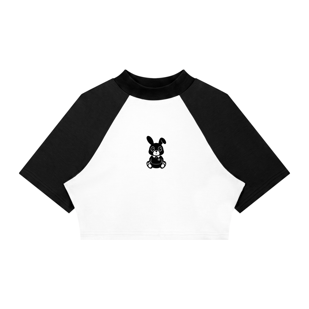 Divided Raglan Crop Tee-0