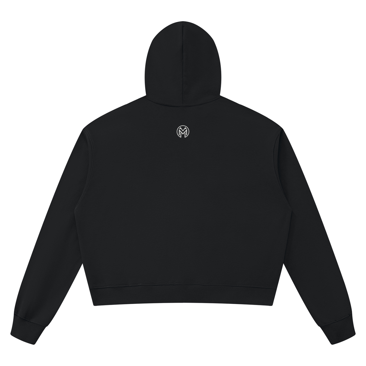 Raw Edge Cropped Hoodie, Black-1