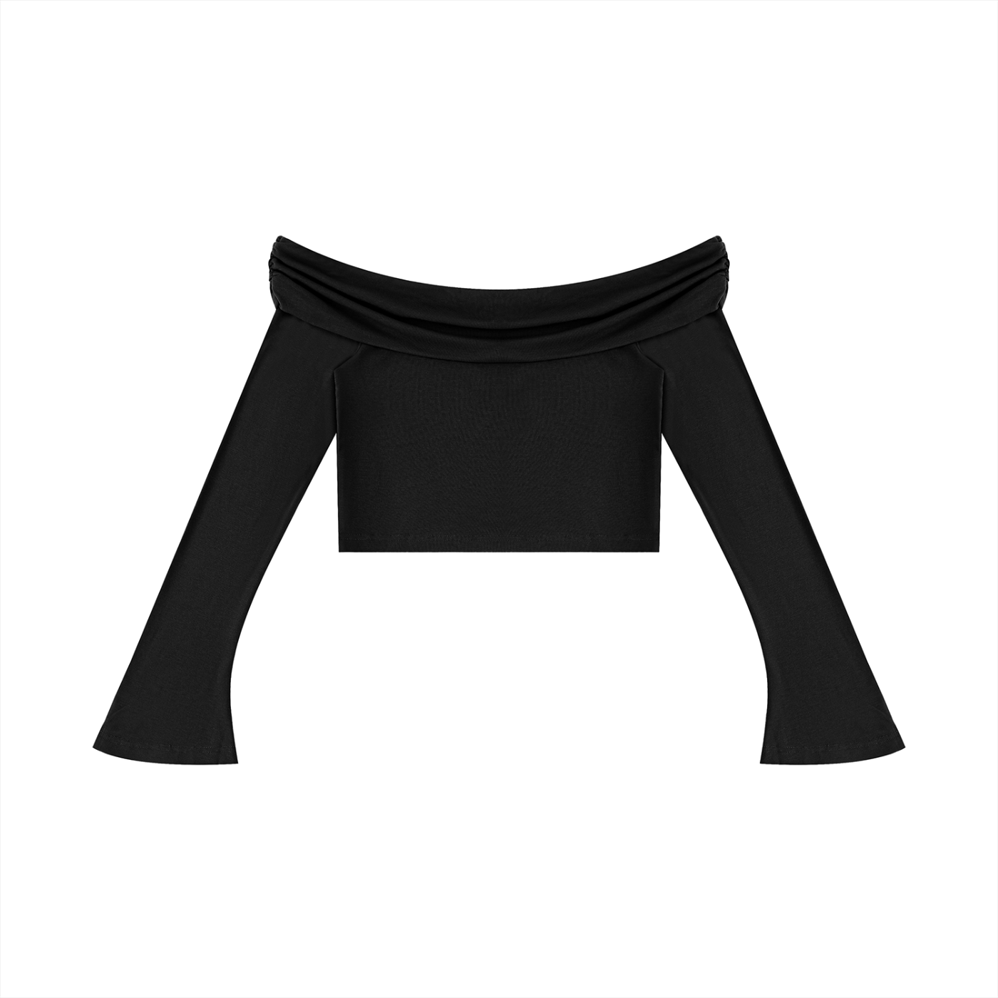 Bell Sleeve Off-Shoulder Crop Tee-0
