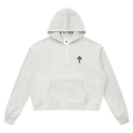 Raw Edge Cropped Hoodie, White-0