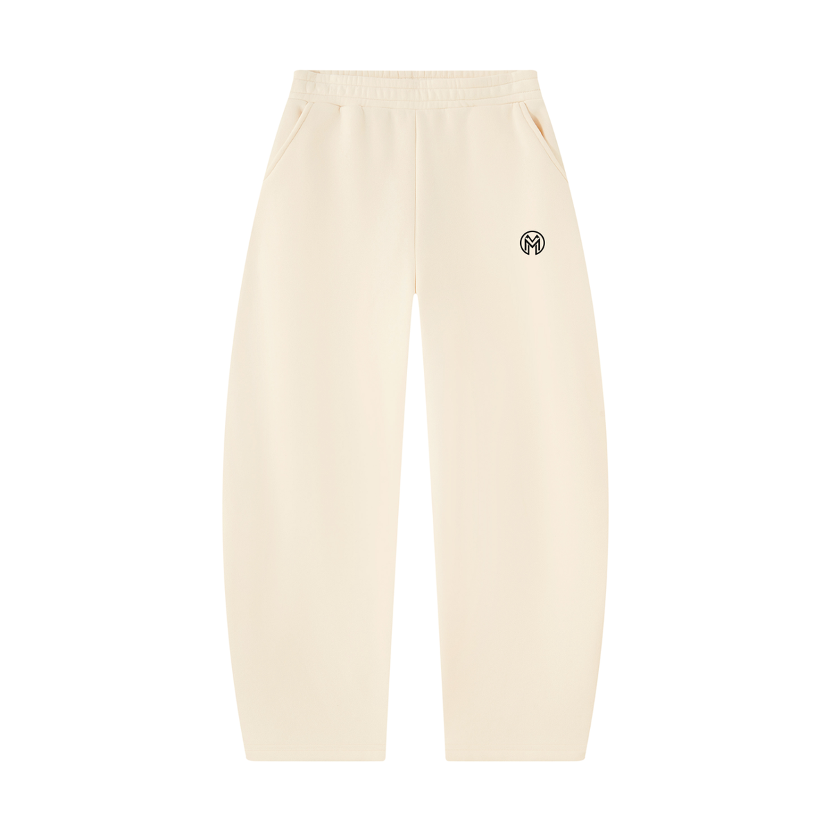 Restrained Barrel Leg Sweatpants, Cream-0