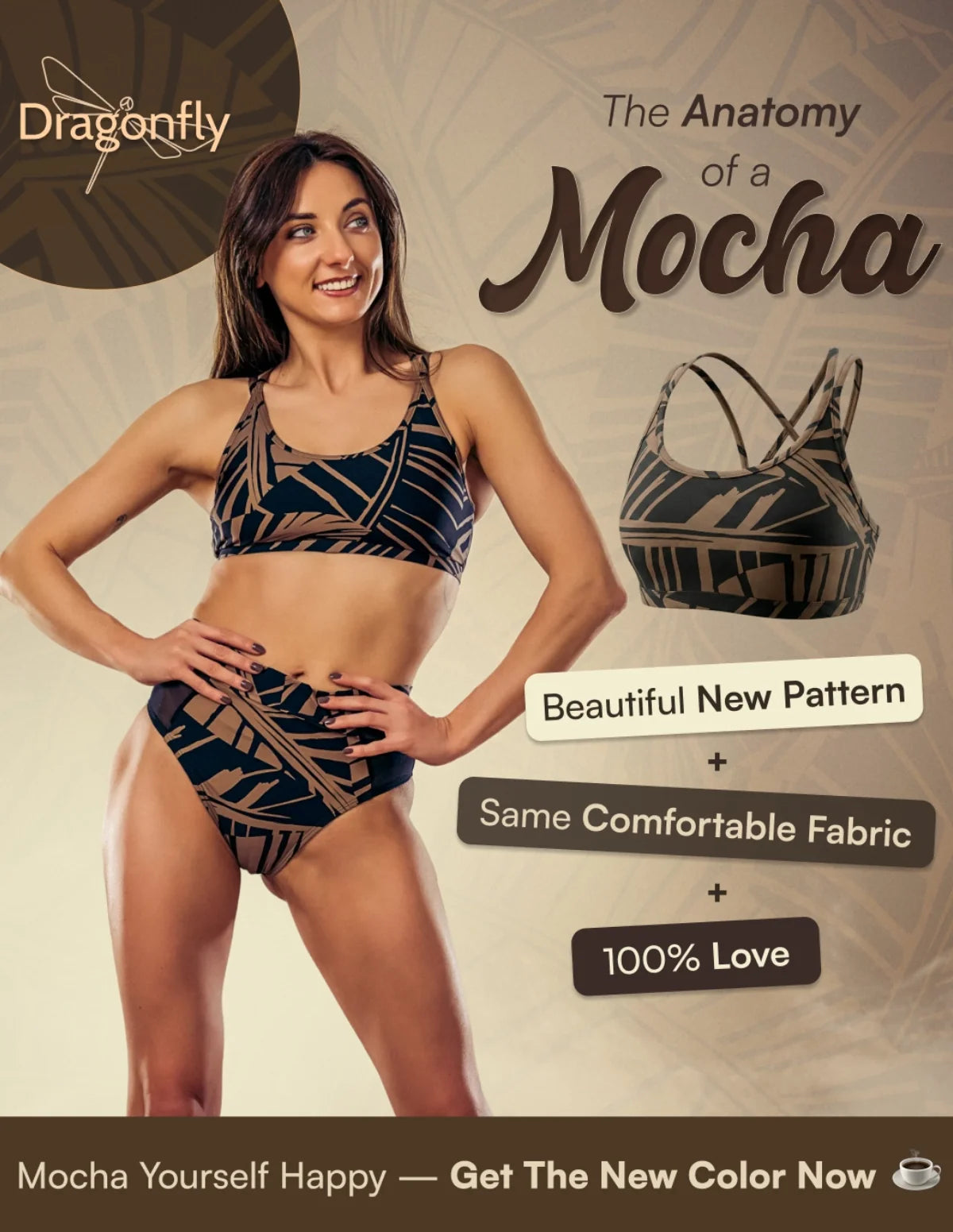 Dragonfly-Nicole Sports Bra Mocha
