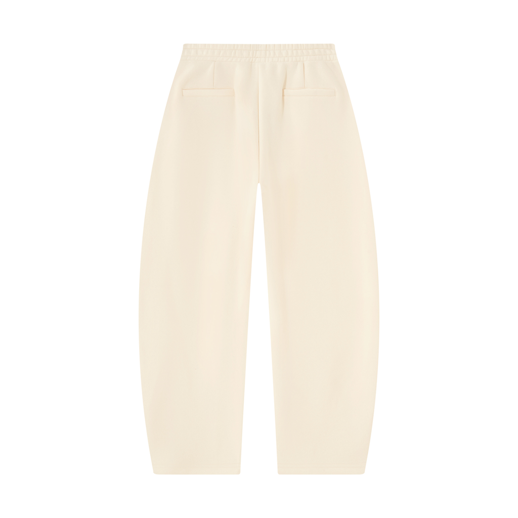 Restrained Barrel Leg Sweatpants, Cream-1