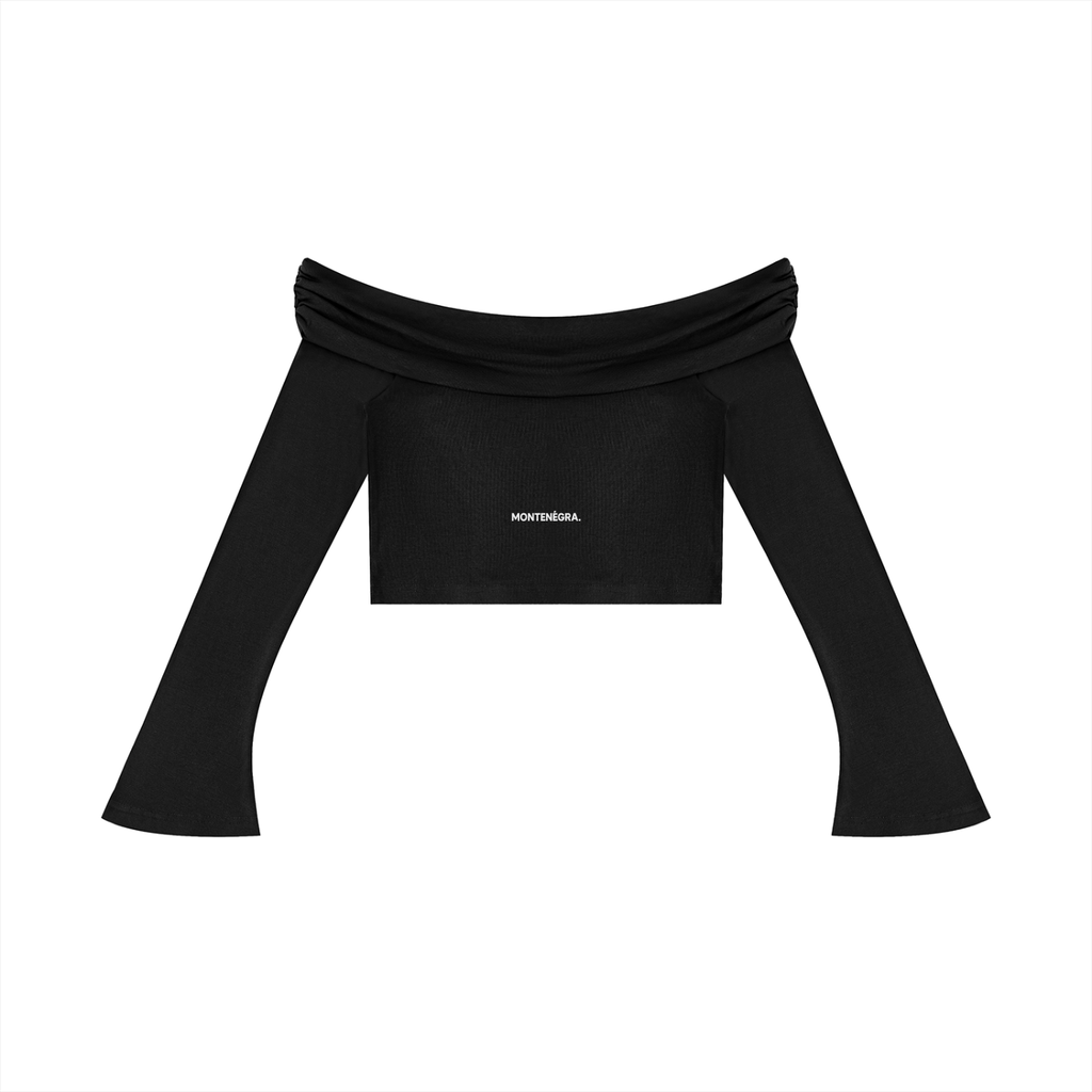 Bell Sleeve Off-Shoulder Crop Tee-1