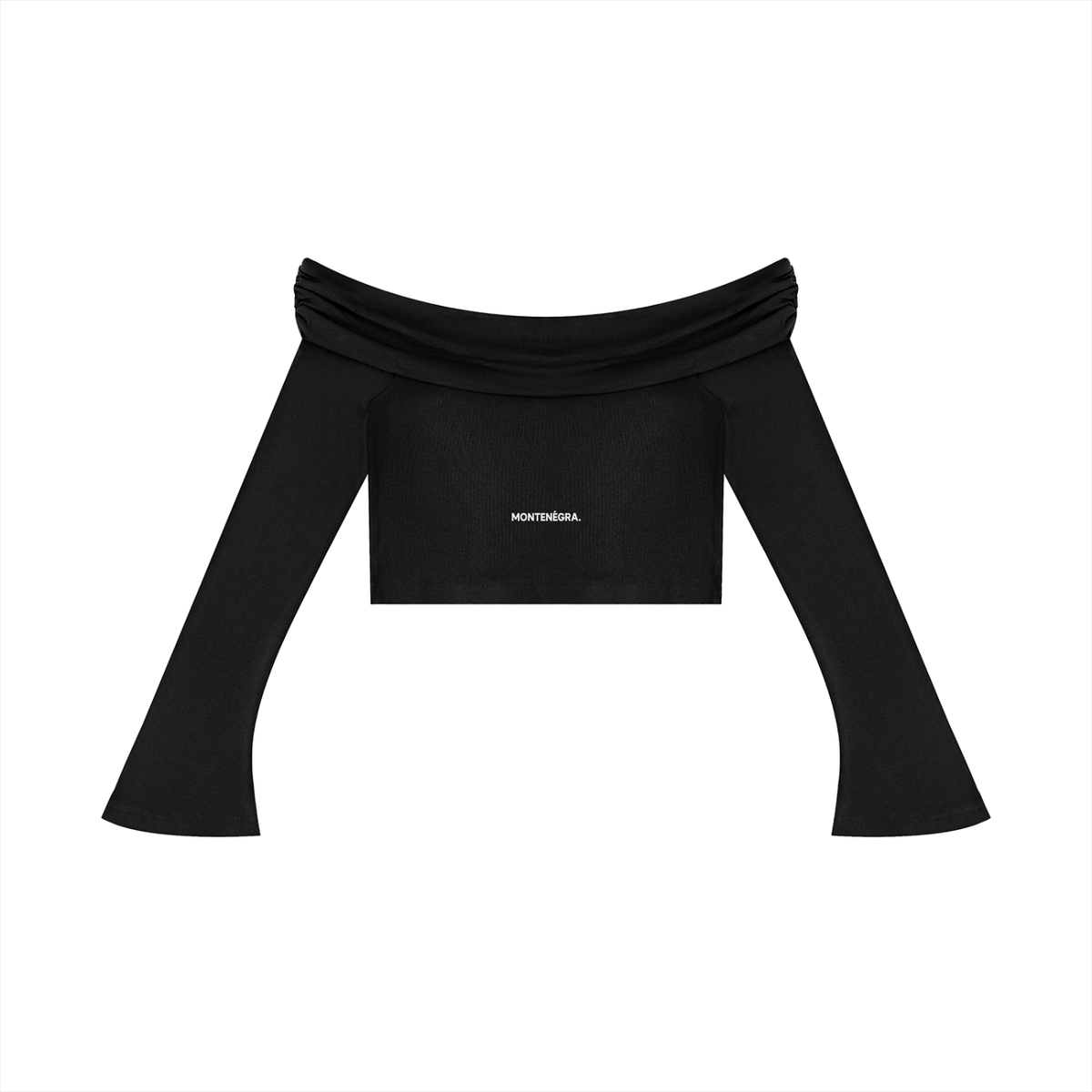 Bell Sleeve Off-Shoulder Crop Tee-1