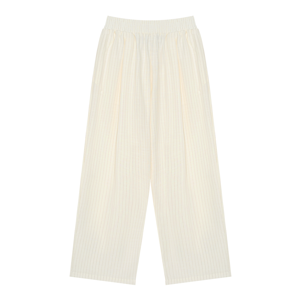 Marked Pleated Pants, Cream-0