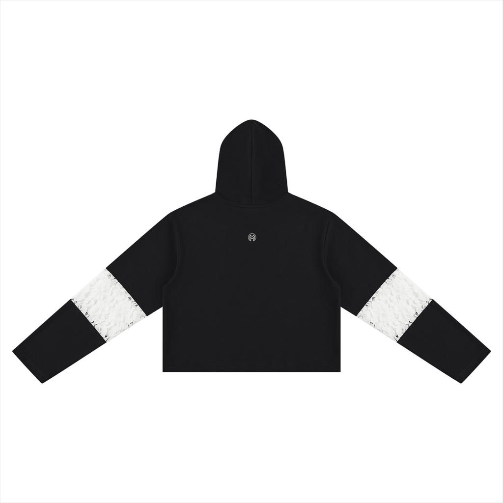 Descent Lace Cropped Hoodie-1