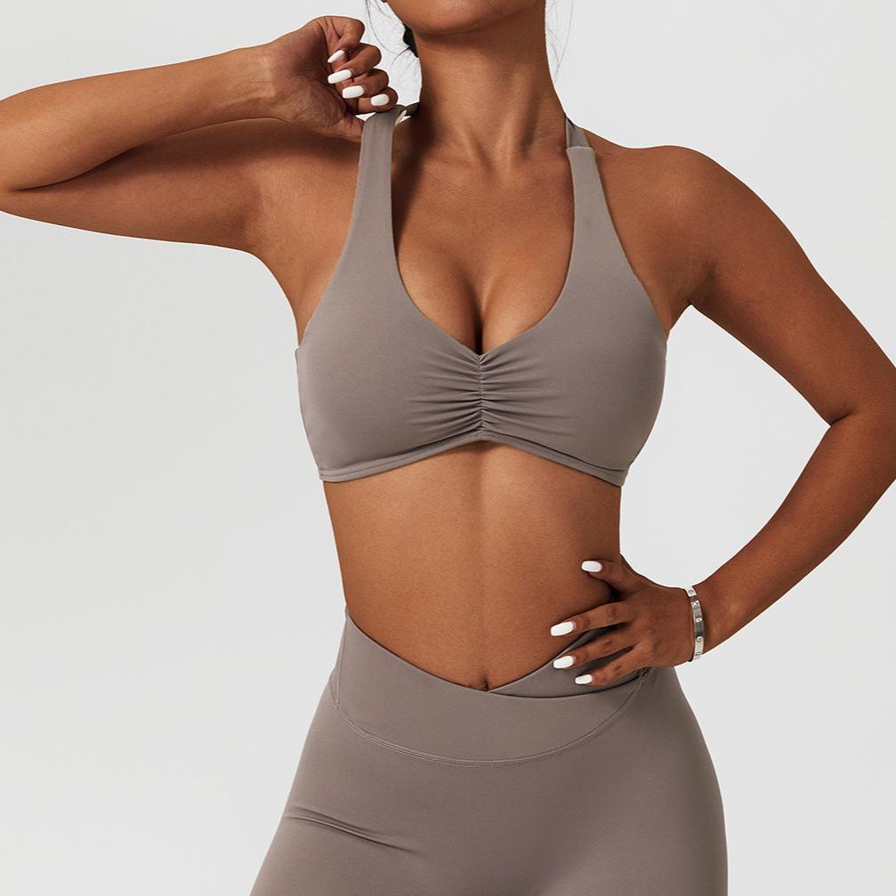 Halter Ruched Bra-0