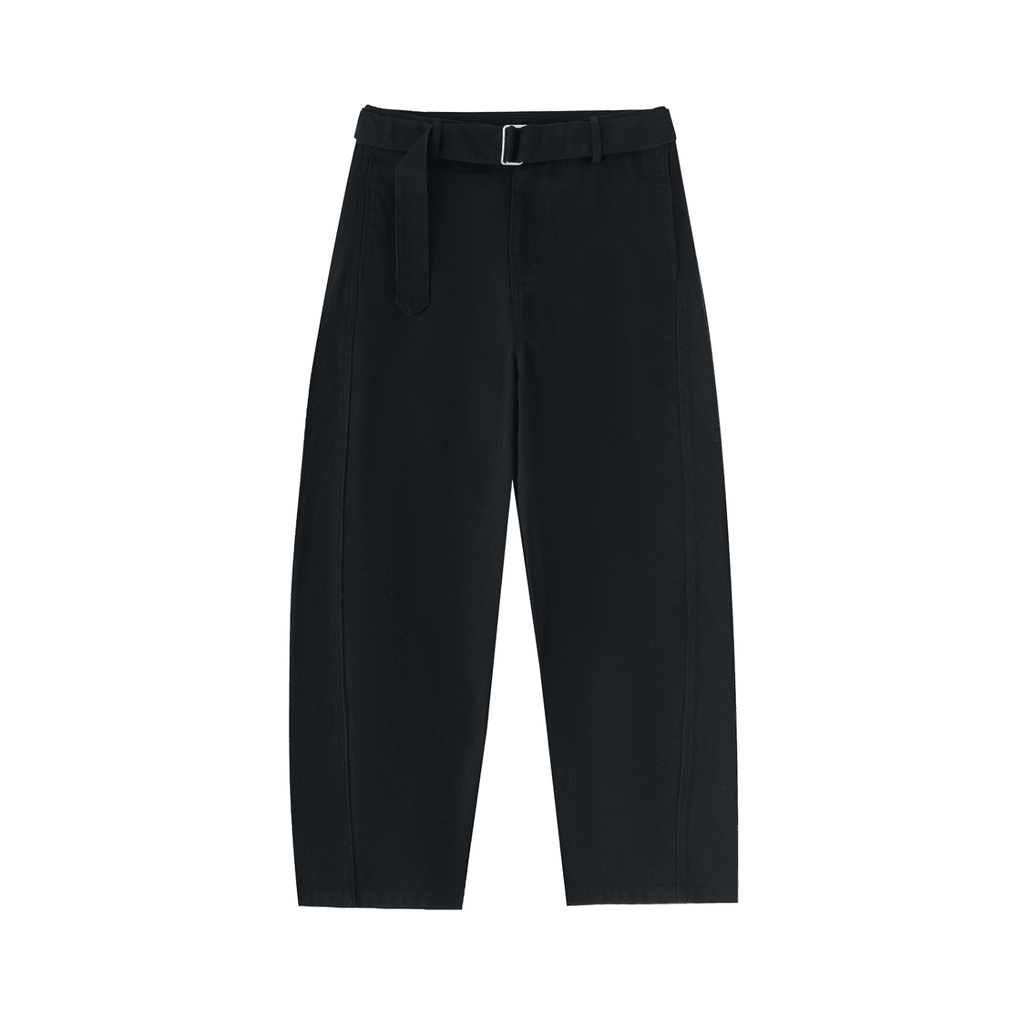Montenégra Belted Barrel-leg Chino Pants - Premium Black-1