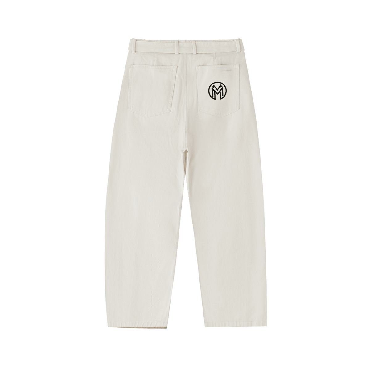 Montenégra Belted Barrel-leg Chino Pants - Silky White and Black-0