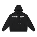 Montenégra Boxy Button Placket Hoodie - Premium Black and White-0