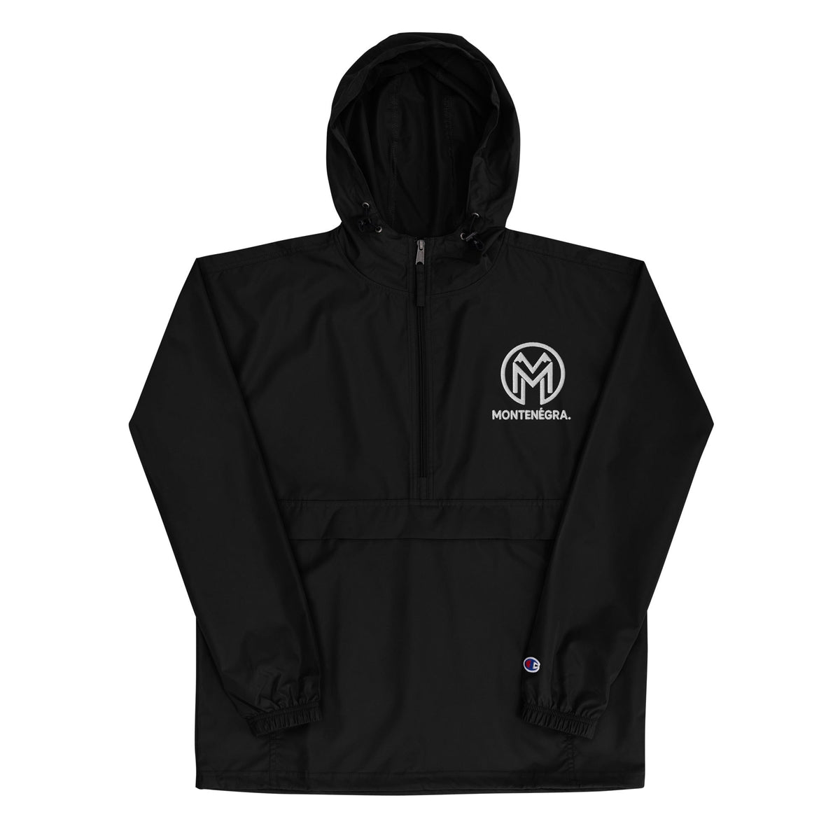 Montenégra Embroidered Champion packable Jacket - Premium Black and White-0