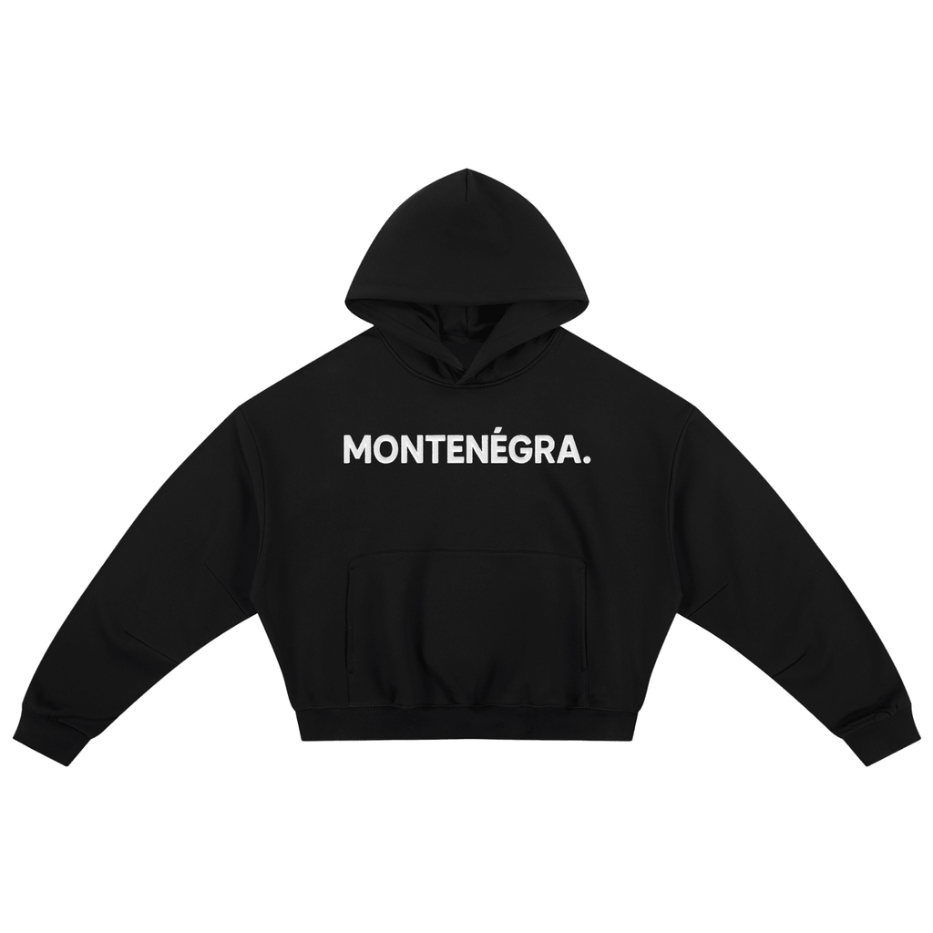 Montenégra Essential Boxy Darted Sleeve Hoodie - Premium Black and White-0