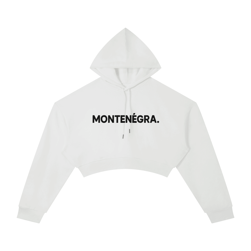 Montenégra Essential Cropped Hoodie - Silky White and Black-0