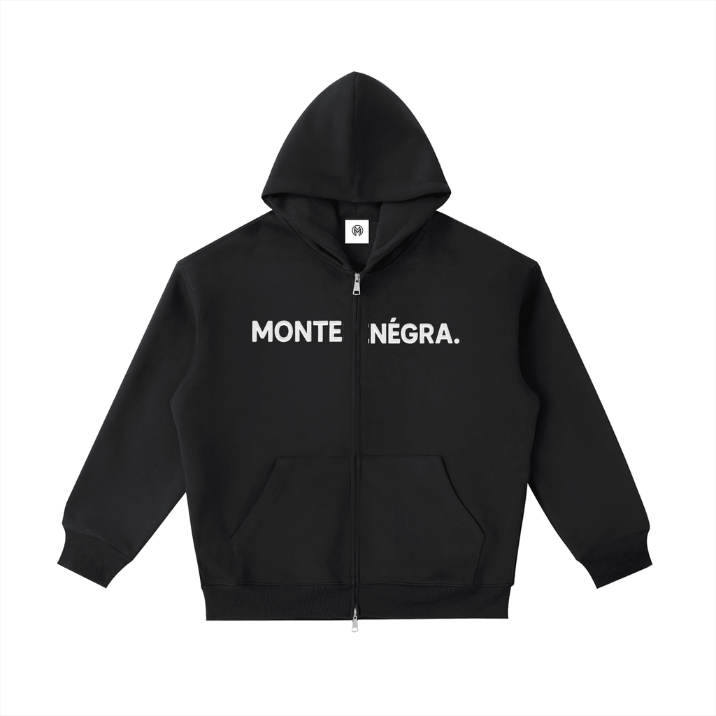 Montenégra Essential Heavyweight Pocket Hoodie - Premium Black and White-4
