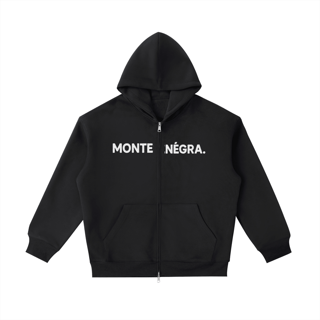 Montenégra Essential Heavyweight Pocket Hoodie - Premium Black and White-0