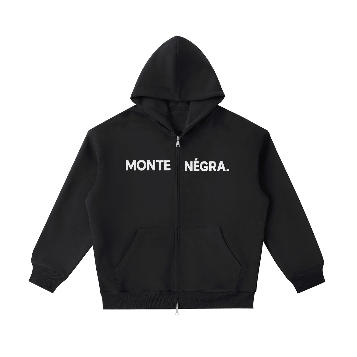 Montenégra Essential Heavyweight Pocket Hoodie - Premium Black and White-0
