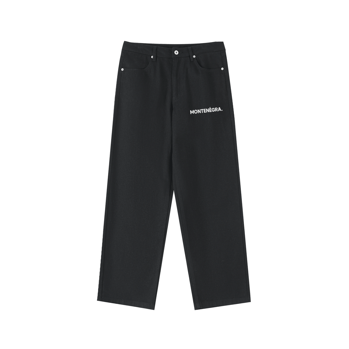 Montenégra Heavyweight Cotton Straight-Leg Pants - Premium Black and White-0
