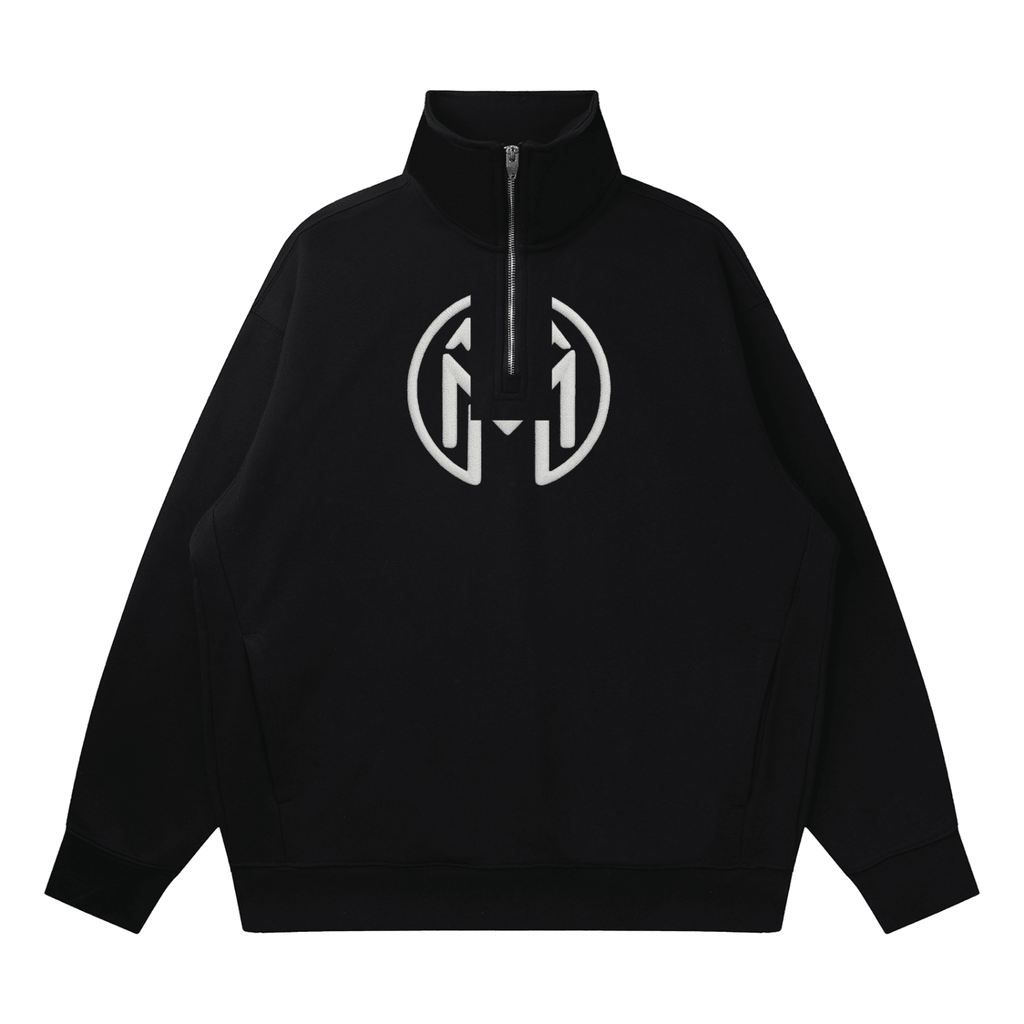Montenégra Quarter-Zip Drop Shoulder Sweatshirt - Premium Black and white-0