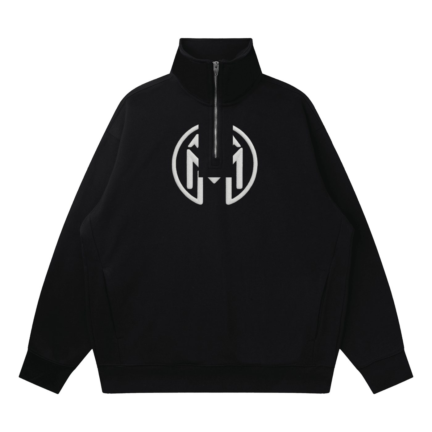 Montenégra Quarter-Zip Drop Shoulder Sweatshirt - Premium Black and white-0