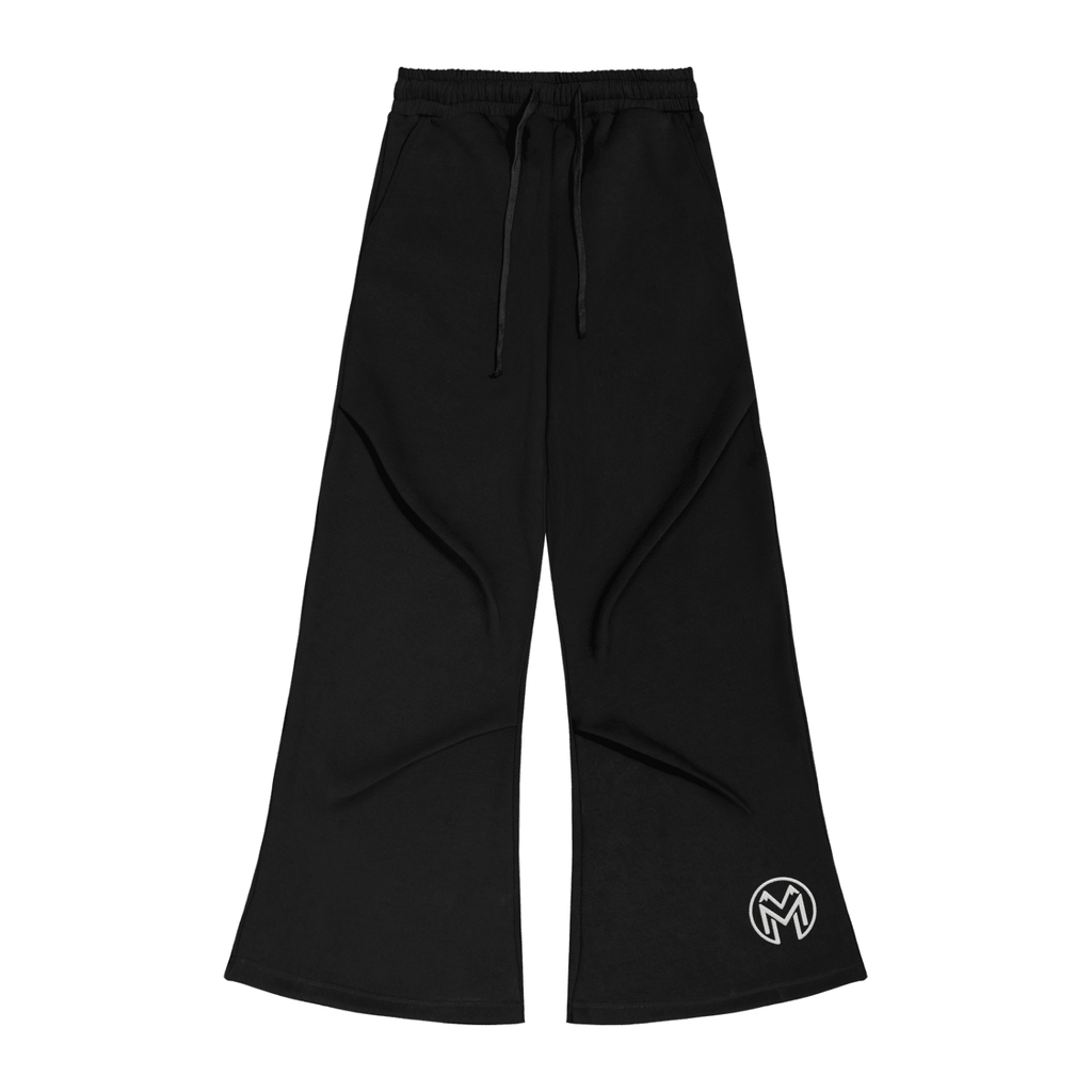 Montenégra Wide Leg Drawstring Sweatpants - Premium Black and White-0