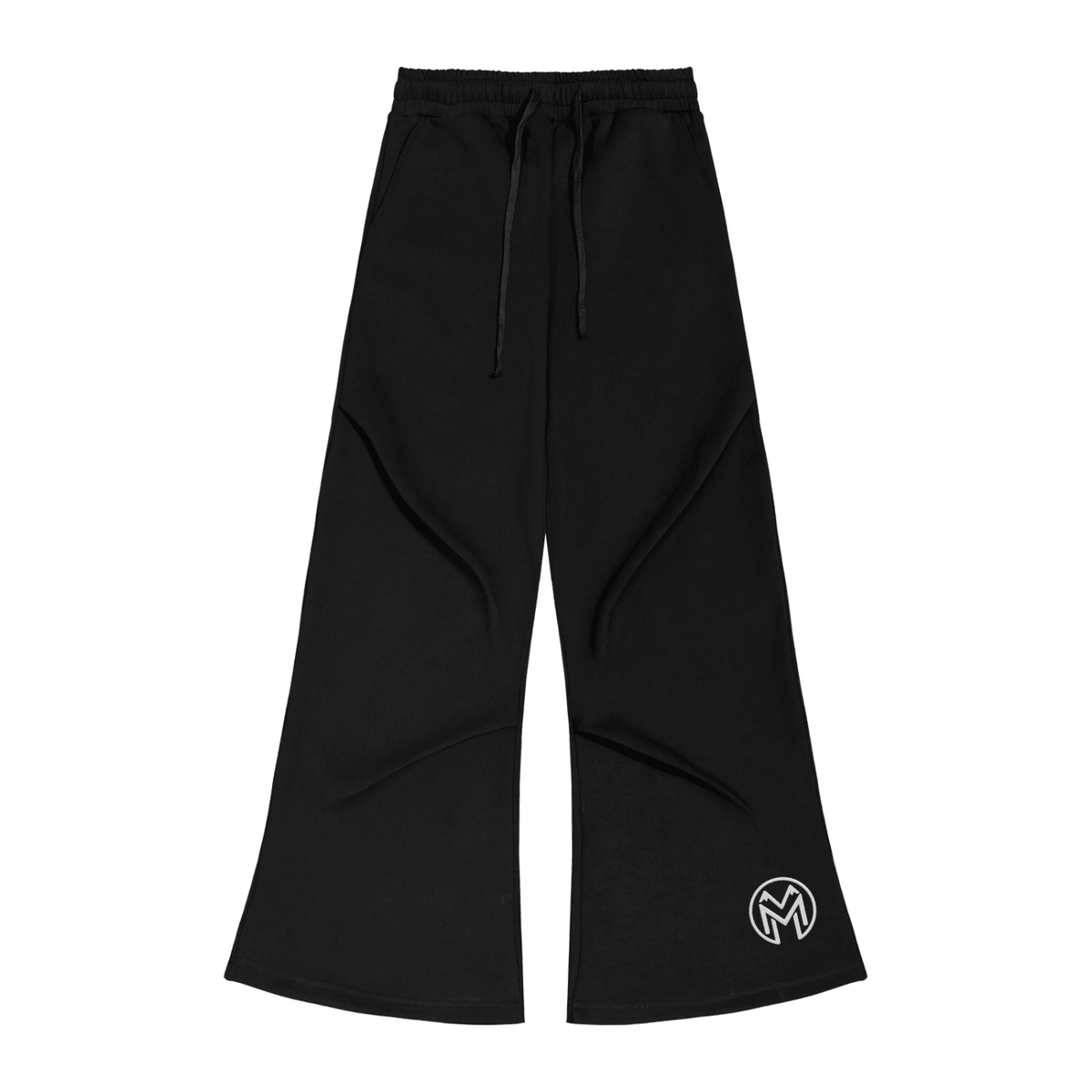 Montenégra Wide Leg Drawstring Sweatpants - Premium Black and White-0